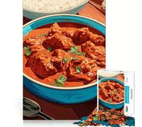 Puzzle da 1000 pezzi per ragazzi,pollo tikka masala con riso,design finemente intagliato,gioco di concentrazione,regalo,momento di pace,gioco di Natale,regalo per il tempo libero (50x75cm)