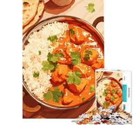 Puzzle da 1000 pezzi per ragazzi pollo tikka masala con riso gioco educativo giocattolo didattico opera d'arte regalo taglio di precisione (dimensioni 38x52cm)