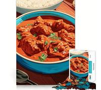 Puzzle da 1000 pezzi per ragazzi Pollo Tikka Masala con Riso,incastro perfetto,gioco intelligente,attività per la mente,momento di relax,attività per il compleanno (38x52cm)