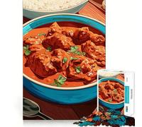 Puzzle da 1000 pezzi per ragazzi,pollo tikka masala con riso,incastro preciso,gioco intelligente,attività per la mente,momento di relax,attività per il compleanno (38x26cm)