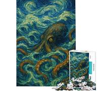 Puzzle da 1000 pezzi per ragazzi polpo in un oceano vorticoso puzzle per ragazzi migliora la memoria lista dei desideri con Babbo Natale gioco educativo per famiglie 50x75cm