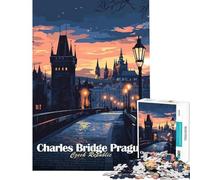 Puzzle da 1000 pezzi per ragazzi Ponte Carlo Praga gioco interattivo giocattolo educativo regalo di Babbo Natale segreto ideale per passare il tempo durante le vacanze (dimensioni 38x52cm)