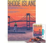Puzzle da 1000 pezzi per ragazzi,ponte del Rhode Island,faro,design finemente tagliato,gioco di logica,regalo,divertimento rilassante,compleanno,gioco (38x52cm)