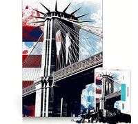 Puzzle da 1000 pezzi per ragazzi,Ponte di Brooklyn,design vintage con intagli precisi,gioco di concentrazione,regalo per momenti di pace,regalo di Natale per il tempo libero (50x75cm)