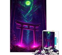 Puzzle da 1000 pezzi per ragazzi Porta Torii al neon nella foresta di notte ideale per compleanni e Natale Giocattolo educativo adatto a partire dai 14 anni (38x52cm)
