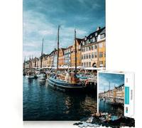 Puzzle da 1000 pezzi per ragazzi,Porto di Nyhavn,Copenaghen,Danimarca,Design raffinato,Gioco di logica,Regalo,Divertimento rilassante,Compleanno,Gioco divertente (38x52cm)