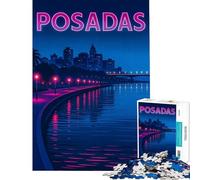 Puzzle da 1000 pezzi per ragazzi Posadas paesaggio urbano notturno sfida da completare divertimento per tutta la famiglia giocattolo antistress per ragazzi dai 14 anni in su (50x75cm)