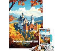 Puzzle da 1000 pezzi per ragazzi poster del Castello di Neuschwanstein puzzle per adulti giochi rilassanti decorazione perfetta ideale come regalo (dimensioni 50x75cm)