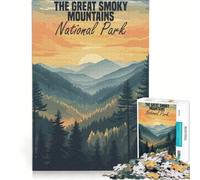 Puzzle da 1000 pezzi per ragazzi, poster del Parco Nazionale delle Great Smoky Mountains, gioco impossibile, difficile e stimolante, compleanno e Natale 38x52cm