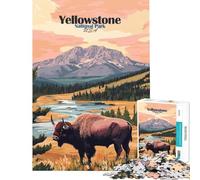Puzzle da 1000 pezzi per ragazzi poster del Parco Nazionale di Yellowstone gioco educativo sfida rilassante analisi e logica ottimo regalo e giocattolo (dimensioni 38x26cm)