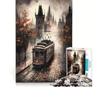 Puzzle da 1000 pezzi per ragazzi, poster del tram di Praga, giocattolo decorativo da parete, decorazione perfetta, regalo di Natale o compleanno 38x52cm