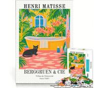 Puzzle da 1000 pezzi per ragazzi poster della mostra di Henri Matisse con gatto nero giochi rilassanti attività divertenti da fare a casa ottimo regalo per gli appassionati di videogiochi 38x26cm