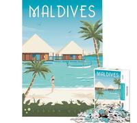 Puzzle da 1000 pezzi per ragazzi poster delle Isole Maldive giocattolo educativo rilassante un'opera d'arte regalo di compleanno (dimensioni 75x50cm)