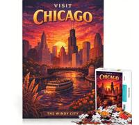 Puzzle da 1000 pezzi per ragazzi, poster di viaggio con Chicago, giochi rilassanti, attività divertenti da fare a casa, ottimo regalo per gli appassionati di videogiochi 50x75cm