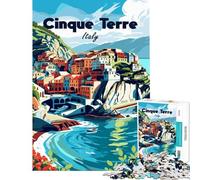 Puzzle da 1000 pezzi per ragazzi poster di viaggio delle Cinque Terre in Italia puzzle per adulti gioco pratico che migliora la memoria compleanno e Natale (dimensioni 38x52cm)