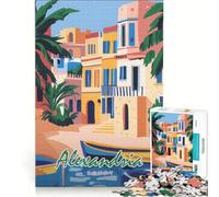 Puzzle da 1000 pezzi per ragazzi, poster di viaggio di Alessandria d'Egitto, giochi rilassanti, antistress, lista dei desideri con Babbo Natale 38x26cm