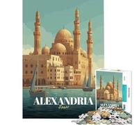 Puzzle da 1000 pezzi per ragazzi poster di viaggio di Alessandria d'Egitto gioco interattivo educativo regalo di Babbo Natale segreto ideale per passare il tempo durante le vacanze (75x50cm)