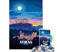 Puzzle da 1000 pezzi per ragazzi poster di viaggio di Atene Grecia gioco interattivo giocattolo educativo regalo di Babbo Natale segreto ideale per passare il tempo durante le vacanze (38x26cm)