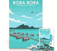 Puzzle da 1000 pezzi per ragazzi,poster di viaggio di Bora Bora,disegno ritagliato con precisione,gioco stimolante per la mente,gioco rilassante,arte per il tempo libero natalizia 50x75cm