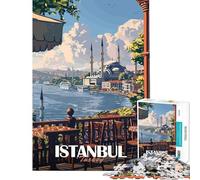 Puzzle da 1000 pezzi per ragazzi poster di viaggio di Istanbul puzzle per ragazzi giochi per famiglie migliora la memoria gioco stimolante regalo (dimensioni 38x26cm)
