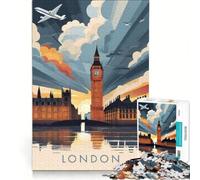 Puzzle da 1000 pezzi per ragazzi, poster di viaggio di Londra, gioco educativo, attività divertenti da fare a casa, per rafforzare l'amore tra le coppie 38x26cm