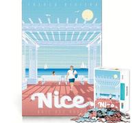 Puzzle da 1000 pezzi per ragazzi,poster di viaggio di Nizza,Francia,con ritagli precisi,giocattolo stimolante per la mente,per rilassarsi,ideale per un compleanno (38x52cm)