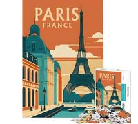 Puzzle da 1000 pezzi per ragazzi poster di viaggio di Parigi Francia giocattolo educativo rilassante un'opera d'arte regalo di compleanno (dimensioni 38x26cm)