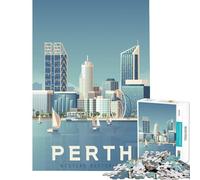 Puzzle da 1000 pezzi per ragazzi poster di viaggio di Perth giocattolo educativo giochi rilassanti un'opera d'arte regalo di compleanno (dimensioni 75x50cm)