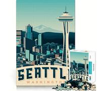 Puzzle da 1000 pezzi per ragazzi, poster di viaggio di Seattle, grafica nitida, gioco cognitivo, regalo per momenti di relax, decorazione natalizia (38x52cm)