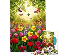 Puzzle da 1000 pezzi per ragazzi prato primaverile colorato con farfalle gioco per adulti e famiglie schema di assemblaggio ideale come regalo per tutta la famiglia (dimensioni 38x26cm)