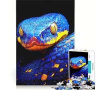 Puzzle da 1000 pezzi per ragazzi primo piano di una mamma serpente nei colori blu indaco e giallo gioco educativo per divertimento in famiglia regalo per amici e parenti 38x26cm