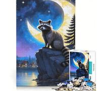 Puzzle da 1000 pezzi per ragazzi "Procione sotto il cielo illuminato dalla luna" gioco rompicapo difficile e stimolante ideale come regalo per tutta la famiglia 50x75cm