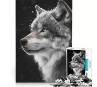 Puzzle da 1000 pezzi per ragazzi: Profilo di un lupo nella neve gioco pratico divertente e spiritoso regalo per amici e familiari 38x26cm