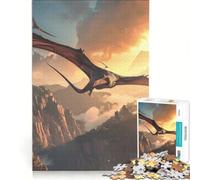 Puzzle da 1000 pezzi per ragazzi: Pterodattili che volano su un paesaggio montuoso gioco interattivo migliora la memoria compleanno e Natale 38x52cm