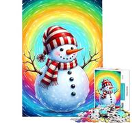 Puzzle da 1000 pezzi per ragazzi: pupazzo di neve su sfondo arcobaleno vorticoso Difficile e stimolante decorazione per la casa giocattolo antistress adatto a partire dai 14 anni (50x75cm)