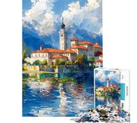 Puzzle da 1000 pezzi per ragazzi puzzle a forma di castello sull'isola per adulti giocattolo fai da te gara di velocità manuale offerta regalo per tutta la famiglia (dimensioni 50x75cm)