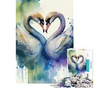 Puzzle da 1000 pezzi per ragazzi puzzle a forma di cigno e cuore per adulti gioco pratico per passare il tempo durante le vacanze ideale come regalo (dimensioni 50x75cm)