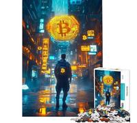 Puzzle da 1000 pezzi per ragazzi puzzle a tema Bitcoin Cyber Cityscape per adulti gioco per famiglie gara di velocità manuale regali di Natale e compleanno (dimensioni 38x52cm)