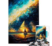 Puzzle da 1000 pezzi per ragazzi puzzle a triangolo piramide pittura sfida educativa sfida impegnativa gioco divertente adatto a persone dai 14 anni in su (38x52cm)
