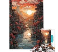 Puzzle da 1000 pezzi per ragazzi puzzle "Attraverso il fiume in Giappone" puzzle per adulti gioco divertente decorazione perfetta per compleanno e Natale (dimensioni 50x75cm)