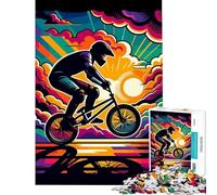 Puzzle da 1000 pezzi per ragazzi puzzle BMX Wpap Tramonto Pop Art divertimento a casa gioco pratico e impegnativo per ragazzi dai 14 anni in su (38x52cm)