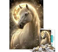 Puzzle da 1000 pezzi per ragazzi puzzle "Cavalla al chiaro di luna" per adulti giocattolo fai da te gara di velocità manuale offerta regalo per tutta la famiglia (dimensioni 38x26cm)