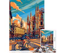 Puzzle da 1000 pezzi per ragazzi puzzle "Ciclismo a Milano" gioco rompicapo da 1000 pezzi regalo per donne e uomini divertente e spiritoso (50x75cm)