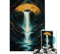 Puzzle da 1000 pezzi per ragazzi puzzle con cascata in un cerchio dorato gioco rilassante ma divertente e spiritoso per compleanno e Natale (dimensioni 50x75cm)