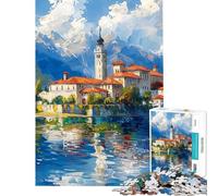 Puzzle da 1000 pezzi per ragazzi puzzle con castello sull'isola per adulti giocattolo decorativo da parete decorazione per la casa regali di Natale e compleanno (dimensioni 38x52cm)