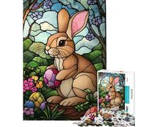 Puzzle da 1000 pezzi per ragazzi puzzle con coniglietto pasquale arte su vetro puzzle per adulti giochi rilassanti ma divertenti e spiritosi ideale come regalo per tutta la famiglia (50x75cm)