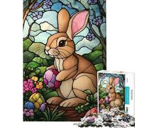 Puzzle da 1000 pezzi per ragazzi puzzle con coniglietto pasquale arte su vetro puzzle per adulti giochi rilassanti ma divertenti e spiritosi ideale come regalo per tutta la famiglia (38x52cm)
