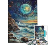 Puzzle da 1000 pezzi per ragazzi puzzle con dipinto di una notte stellata sulla costa puzzle per adulti gioco divertente decorazione perfetta per compleanno e Natale (dimensioni 50x75cm)