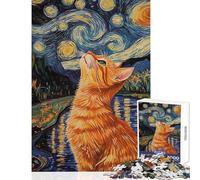 Puzzle da 1000 pezzi per ragazzi puzzle con gatto sotto un cielo stellato puzzle per adulti giochi divertenti un'opera d'arte ideale come regalo per tutta la famiglia (dimensioni 50x75cm)
