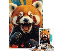 Puzzle da 1000 pezzi per ragazzi puzzle con il ruggito del panda rosso puzzle per adulti giochi rilassanti migliora la memoria attività divertenti da fare a casa (dimensioni 38x52cm)